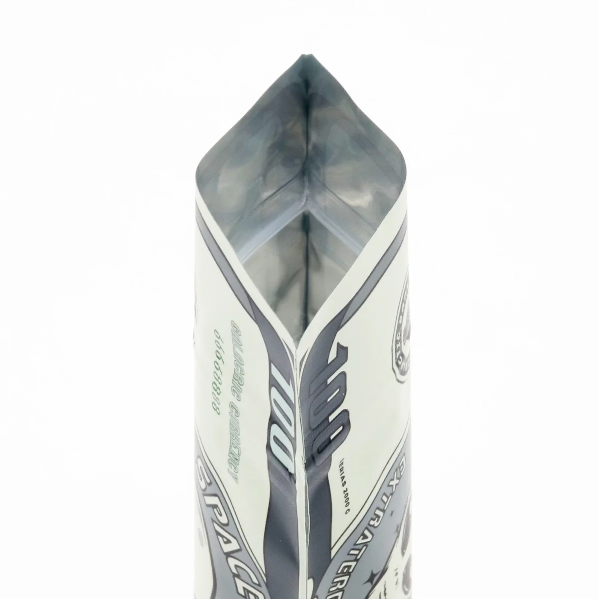Green Banknote Design Metallic Foil Stand-Up Bag Green Banknote Design Metallic Foil Stand-Up Bag