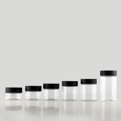 Clear Round PET Storage Jar with Child-Resistant Lid