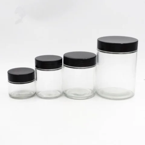 2 oz Child-Resistant Black Wide-Mouth Glass Jar