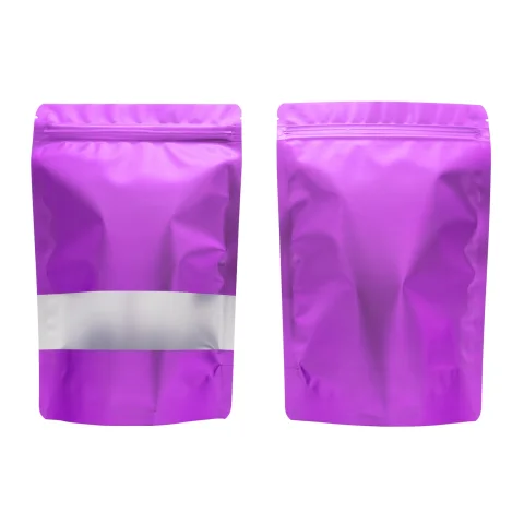 Matte Purple Mylar Stand-Up Bag with Frosted Window