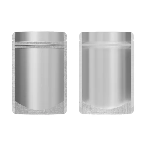 Matte Nickel Silver Mylar Stand-Up Packaging Bag
