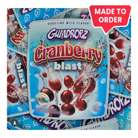 Sprinklez Cranberry Blast Gumdropz Design 3.5g Mylar Bags