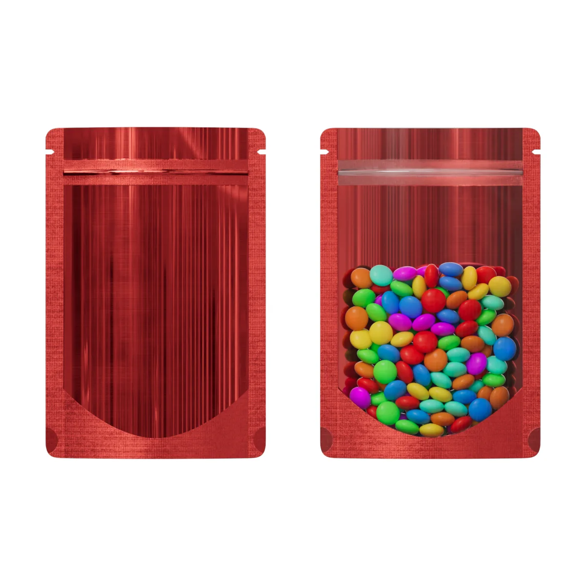 Glossy Half Heart Red Metallic Mylar Foil Stand-Up Bags Glossy Half Heart Red Metallic Mylar Foil Stand-Up Bags