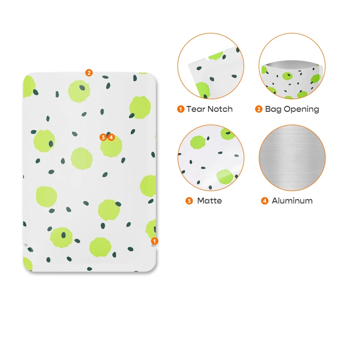 Colorful Polka Dot Aluminum Open Top Bags