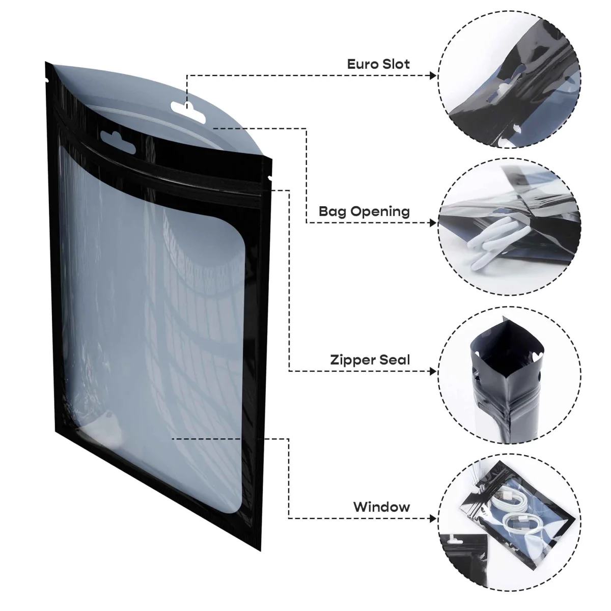 Custom Glossy Flat Zipper Bag with Clear Window Custom Glossy Flat Zipper Bag with Clear Window