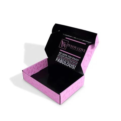Custom Clothing Shipping Box, Pink Outside and Black Inside