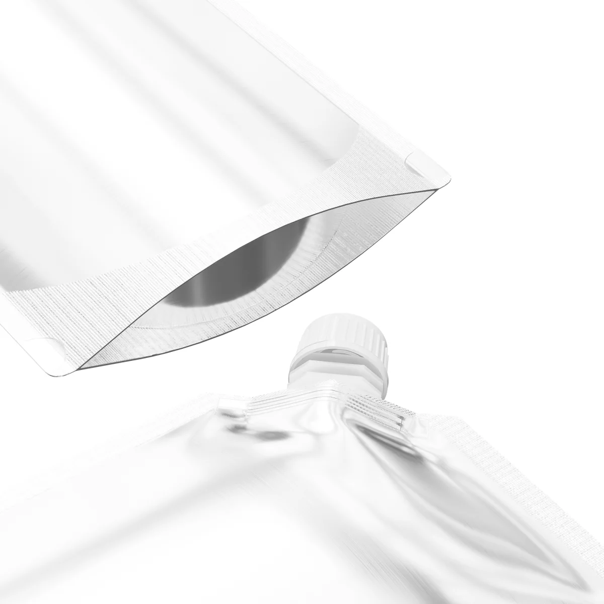 Glossy Silver Stand-Up Pouch with Corner Twist Cap Glossy Silver Stand-Up Pouch with Corner Twist Cap