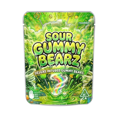 Sour Gummy Bearz Mylar Sticker Packs