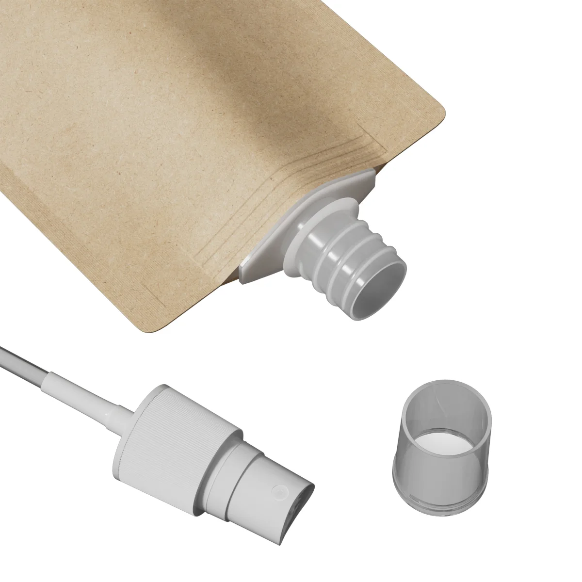 Brown Kraft Stand-Up Pouch with Fine Mist Sprayer Brown Kraft Stand-Up Pouch with Fine Mist Sprayer