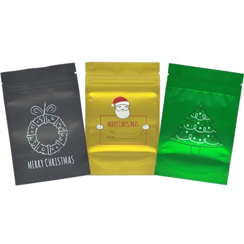 Double-Sided Matte Christmas Mylar Stand-Up Bag