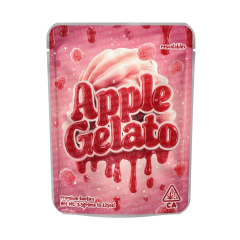 Apple Gelato Mylar Pouches Pre-Labeled