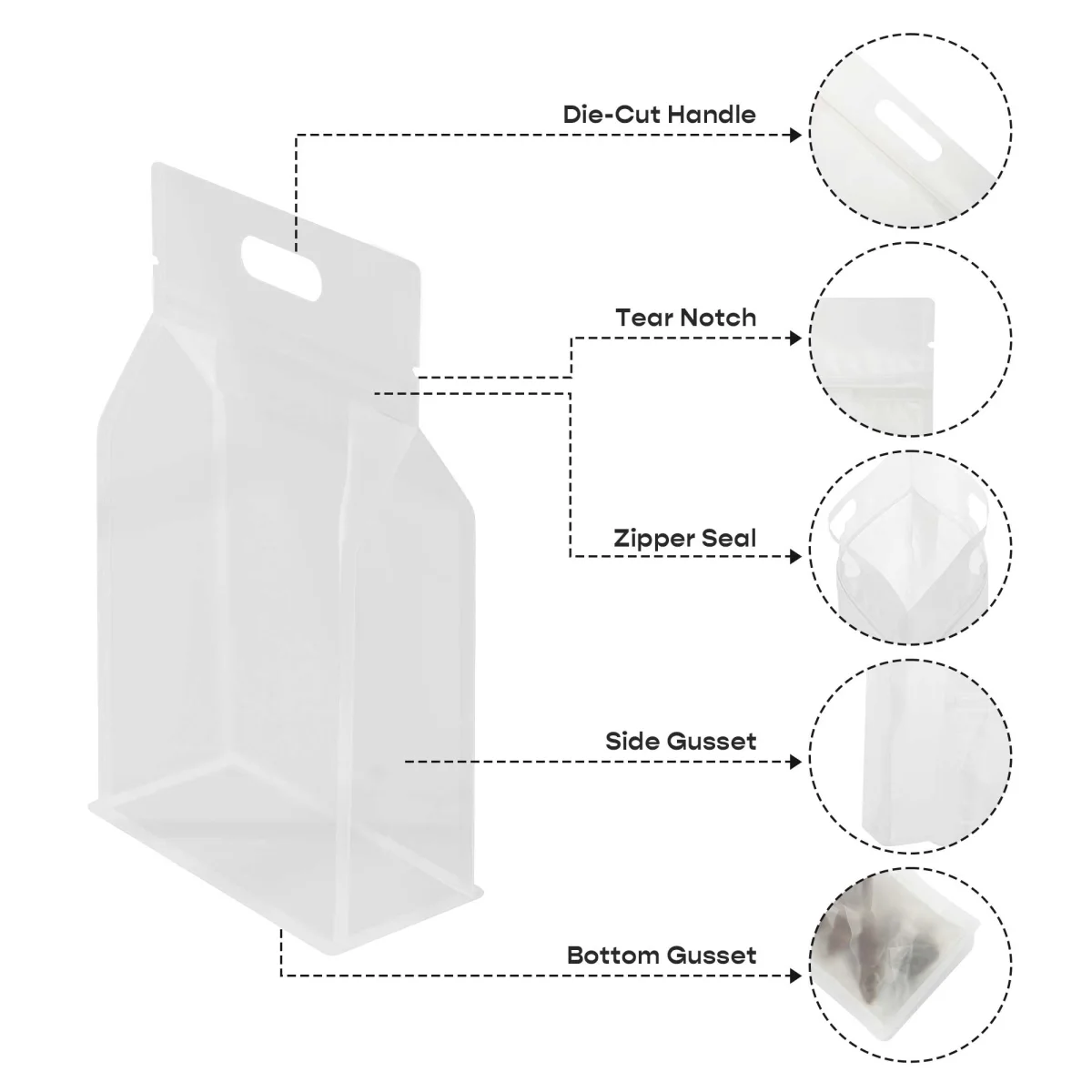 Custom Clear Polyethylene Side-Gusset Stand-Up Bag