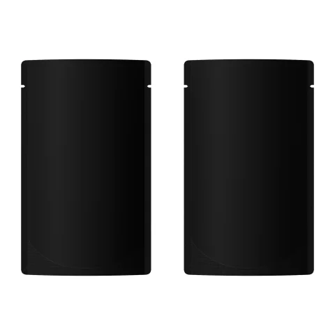 Matte Waxed Black Mylar Open Top Heat Sealable Stand-Up Bag