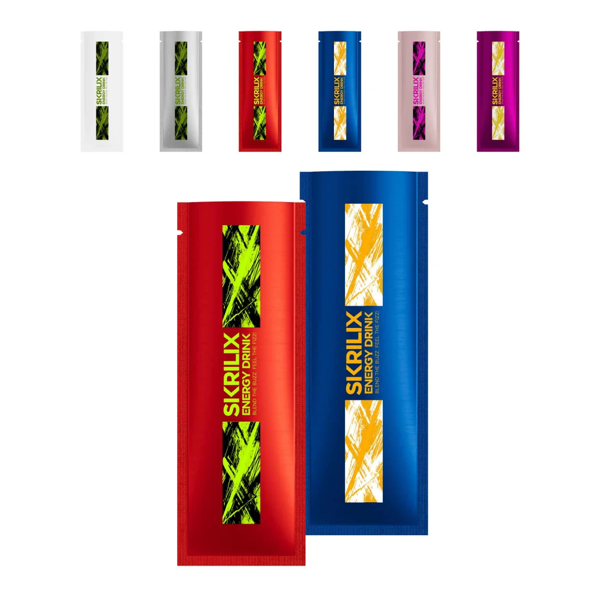 Customizable Long Metallic Aluminum Open Top Stick Pouches Customizable Long Metallic Aluminum Open Top Stick Pouches