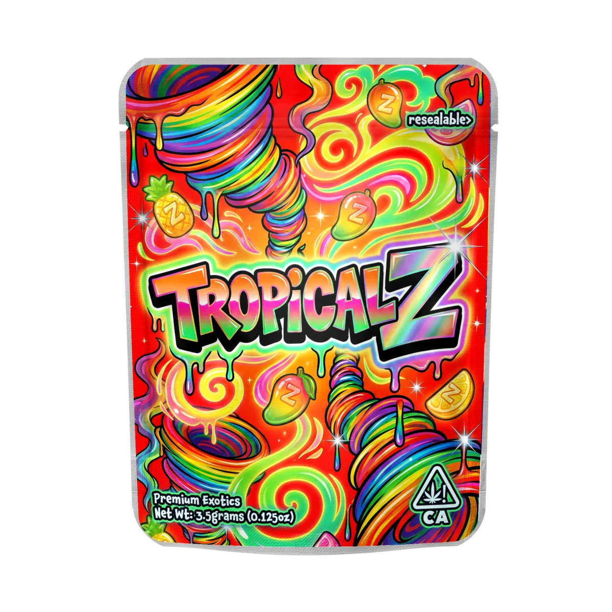 Tropical Z Mylar Pouches Pre-Labeled Tropical Z Mylar Pouches Pre-Labeled