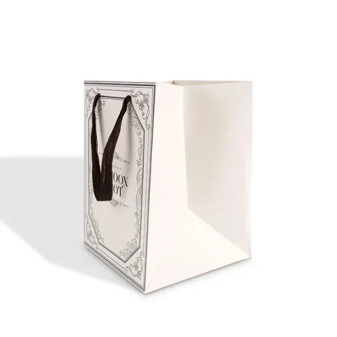 Custom White Paper Gift Bag with Printed Logo