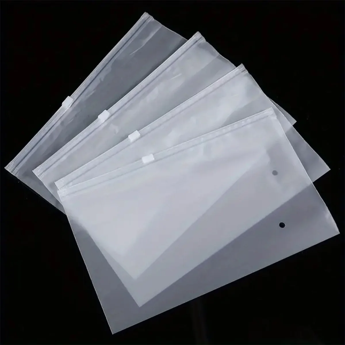 Cloudy Translucent Poly Plastic Slider Zip Organization Bags