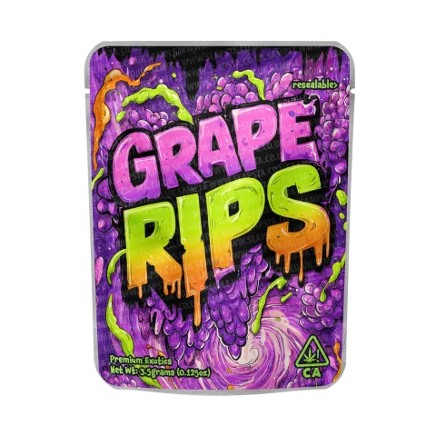 Grape Rips Mylar Pouches Pre-Labeled