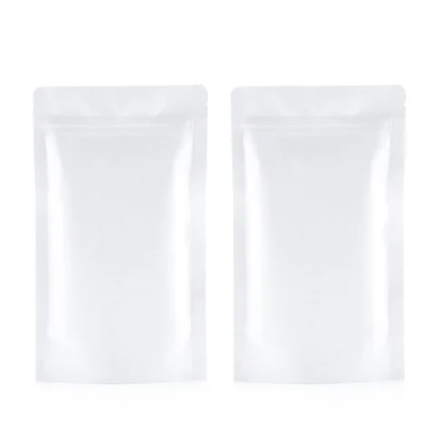 Matte White Kraft Stand-Up Bag with Mylar Lining
