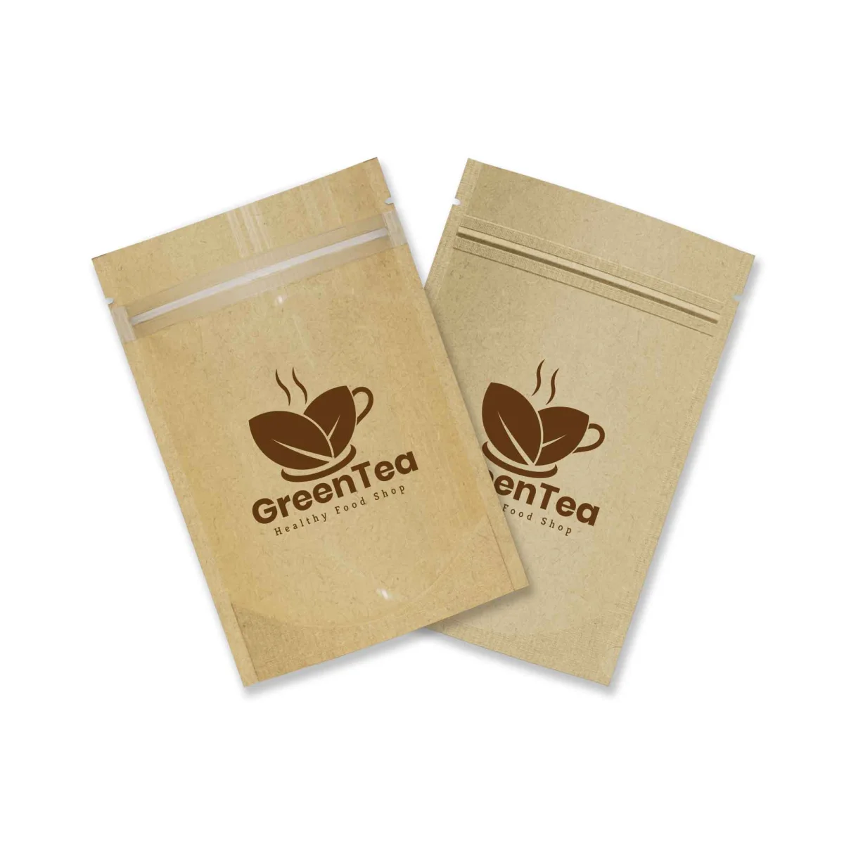 Custom Glossy Kraft Stand-Up Zipper Bag with Clear Panel Custom Glossy Kraft Stand-Up Zipper Bag with Clear Panel