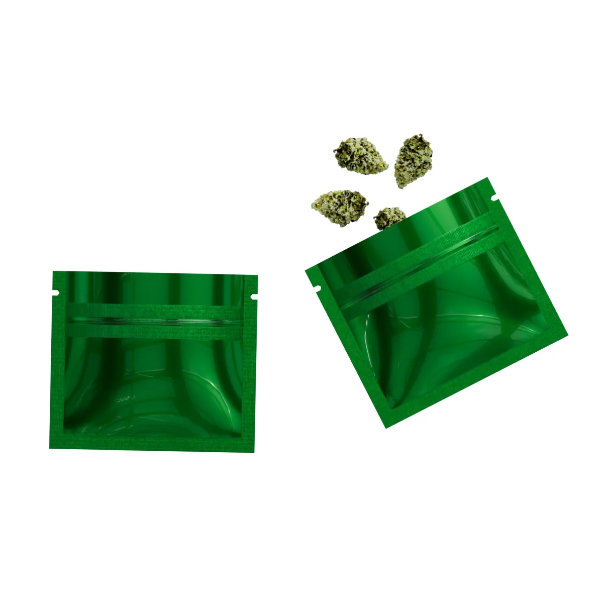 Glossy Forest Green Mini Mylar Flat Zipper Bag Glossy Forest Green Mini Mylar Flat Zipper Bag