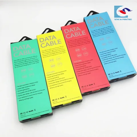 Custom Color Printed Cable Packaging Box with Handle