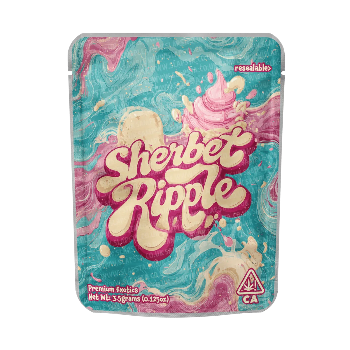 Sherbet Ripple Mylar Pouches Pre-Labeled Sherbet Ripple Mylar Pouches Pre-Labeled