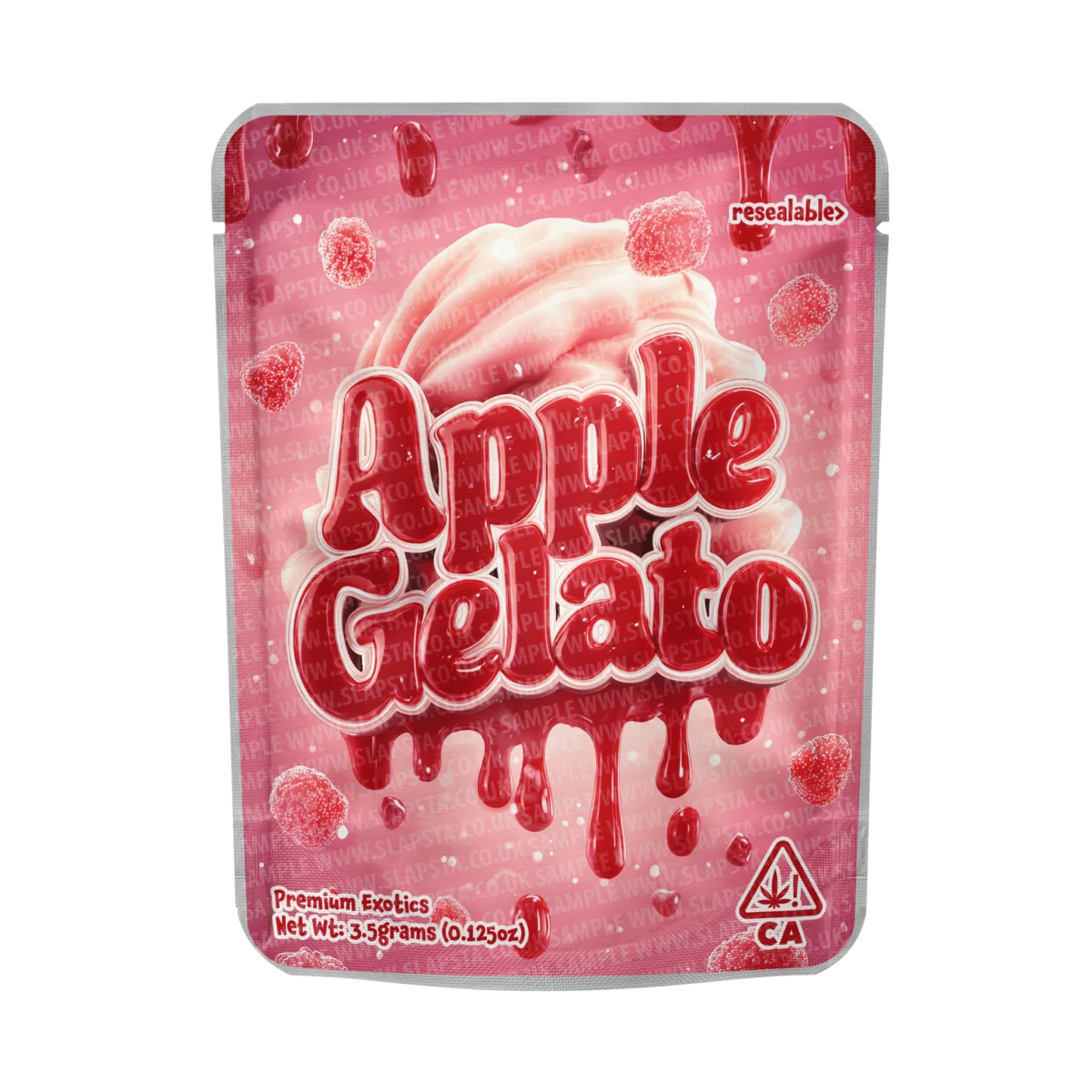 Apple Gelato Mylar Pouches Pre-Labeled Apple Gelato Mylar Pouches Pre-Labeled