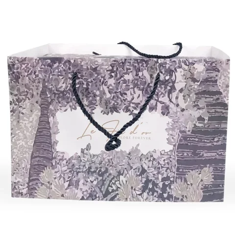 Custom Art Paper Shopping Bag with Ribbon Handles