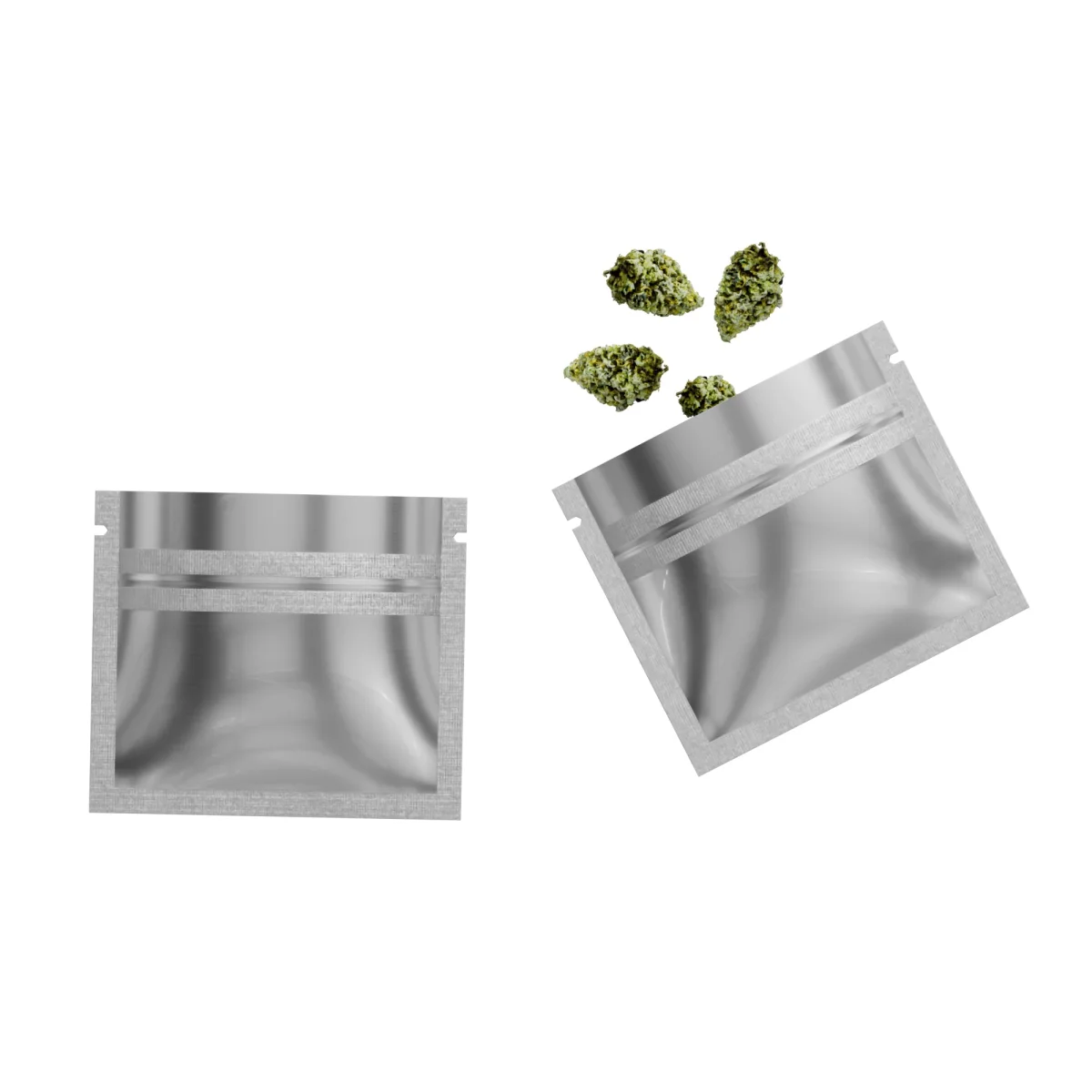Glossy Silver Mini Smell-Proof Mylar Flat Zipper Bag Glossy Silver Mini Smell-Proof Mylar Flat Zipper Bag