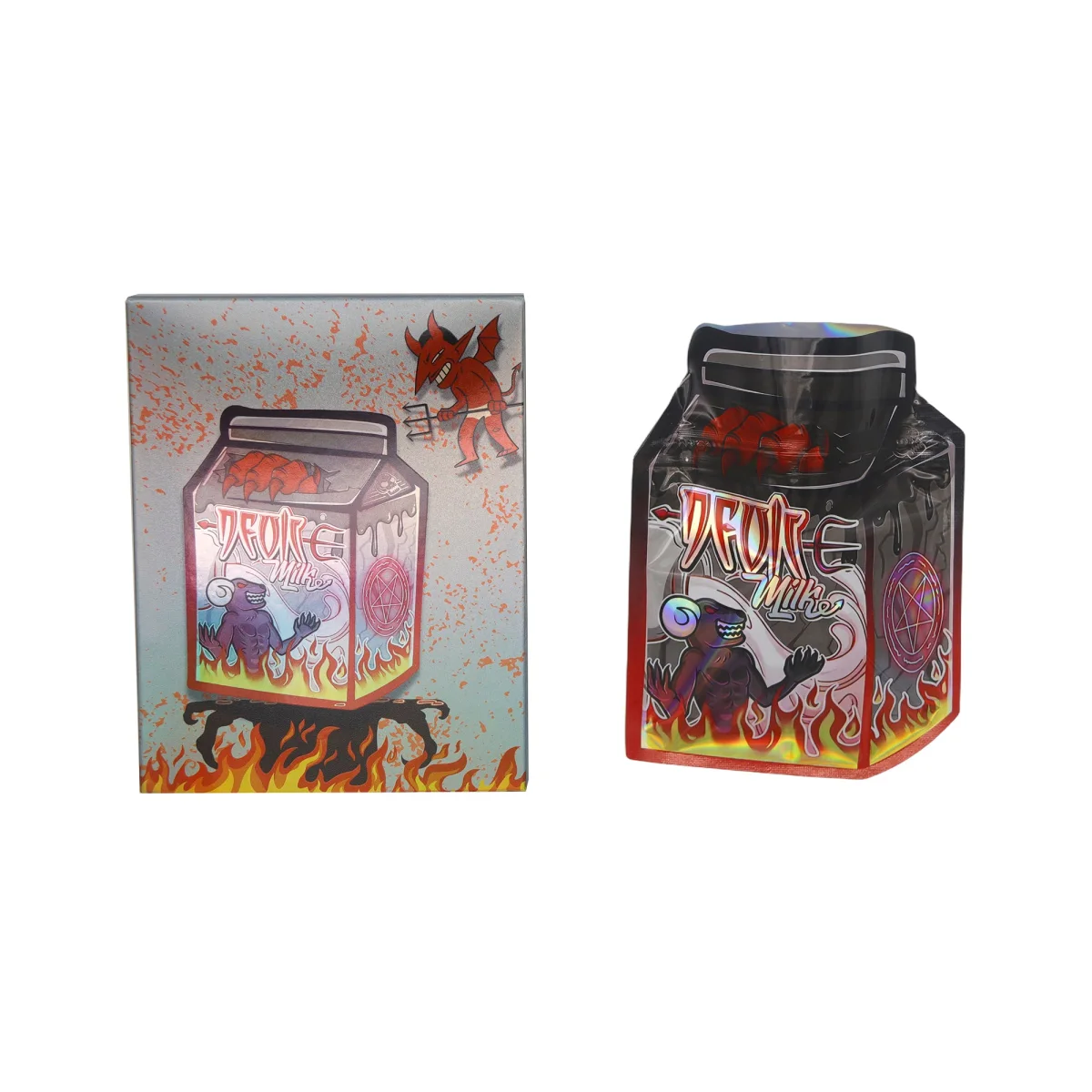 Holographic Devil Design Milk-Carton-Shaped Zipper Bag Holographic Devil Design Milk-Carton-Shaped Zipper Bag