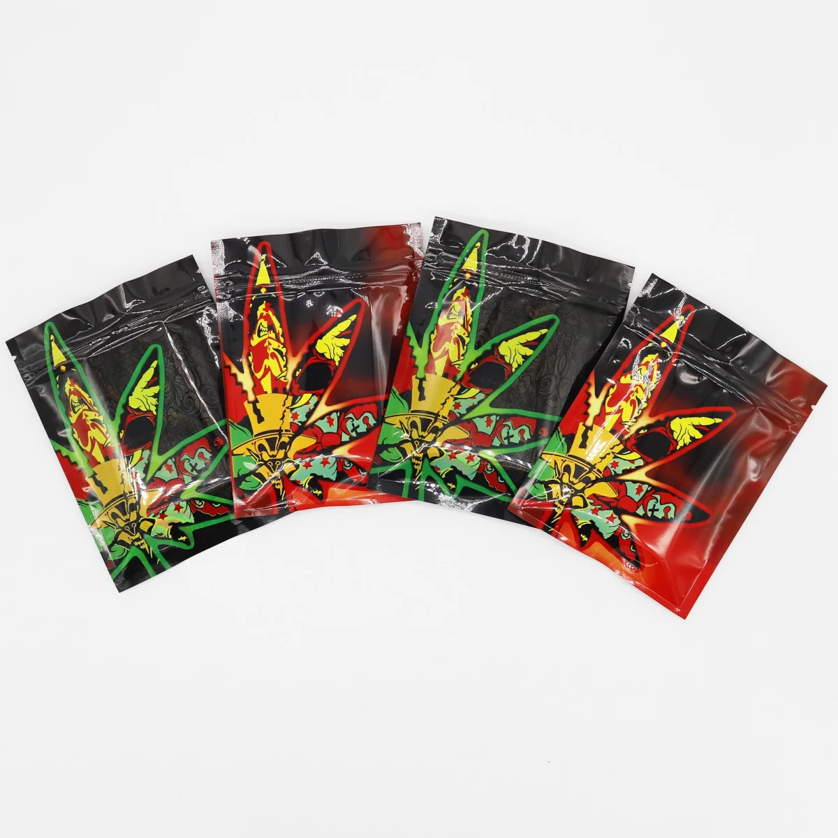 Leaf-Print Metallic Foil Flat Zipper Bag Leaf-Print Metallic Foil Flat Zipper Bag
