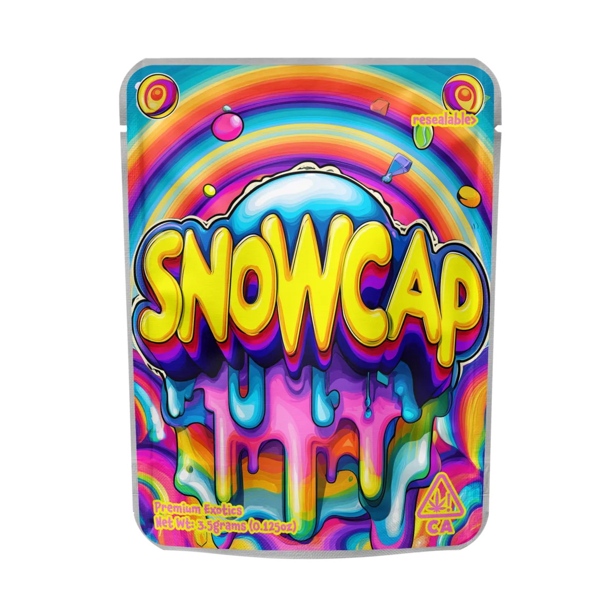 Snow Cap Mylar Pouches Pre-Labeled Snow Cap Mylar Pouches Pre-Labeled