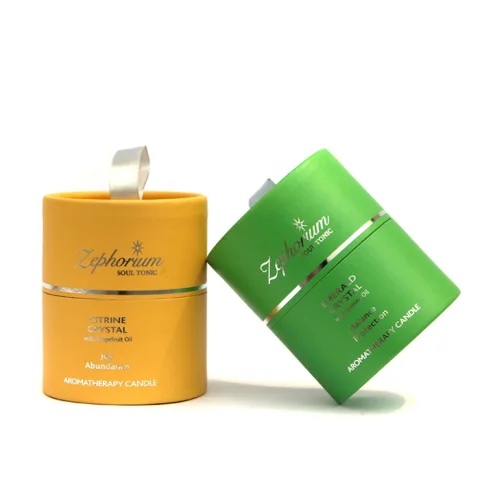 Luxury cardboard cylinder candle box with ribbon handle