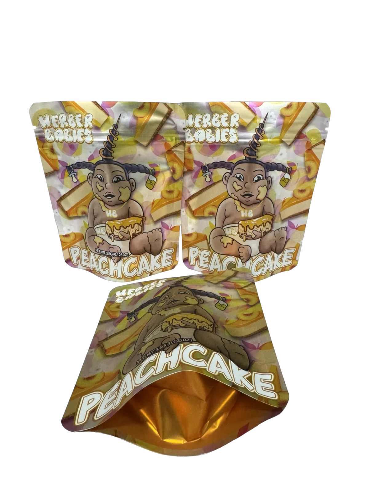 Peachcake Mylar Bags 3.5g Herber Babies Peachcake Mylar Bags 3.5g Herber Babies
