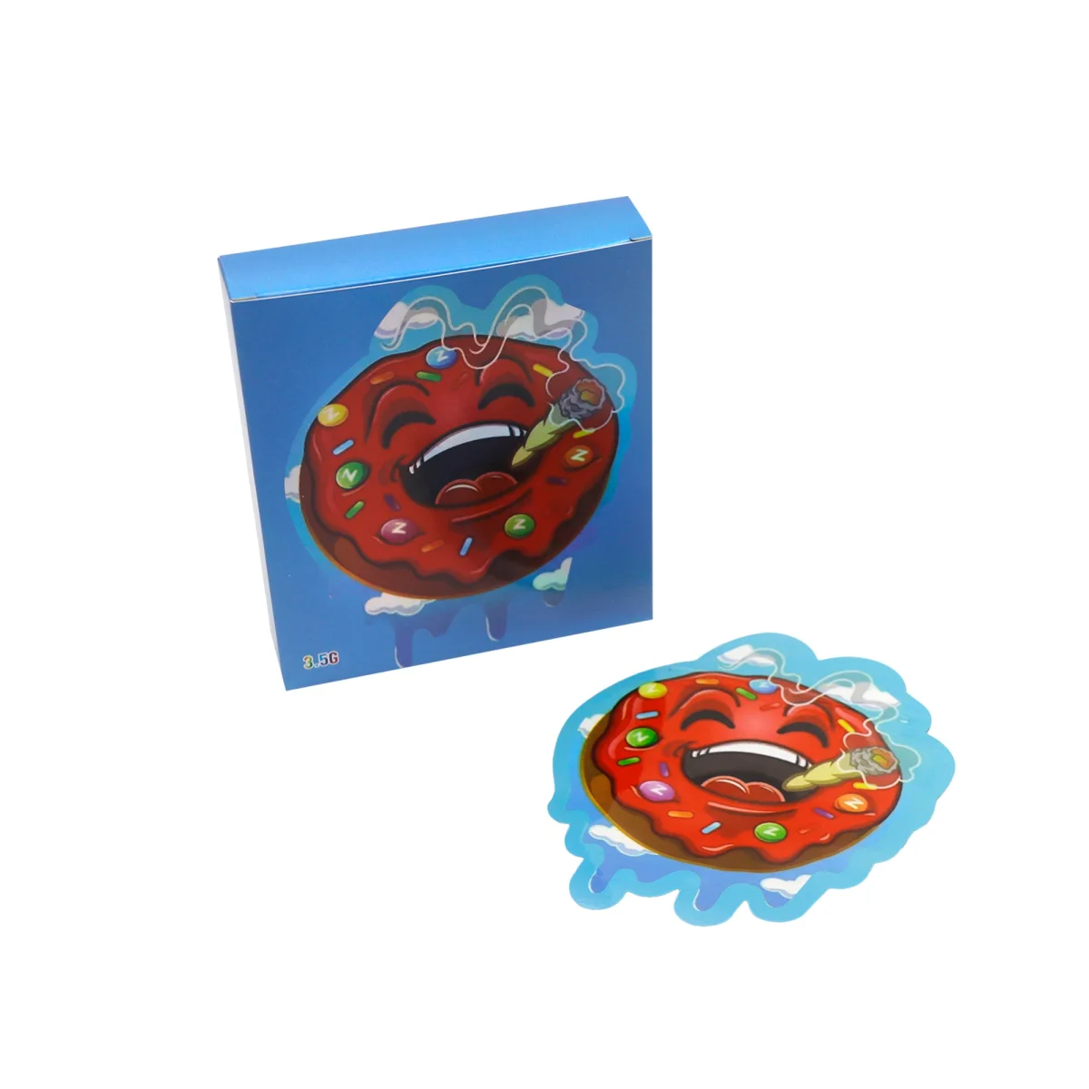 Red Frosted Donut Design Die-Cut Mylar Zipper Bag Red Frosted Donut Design Die-Cut Mylar Zipper Bag