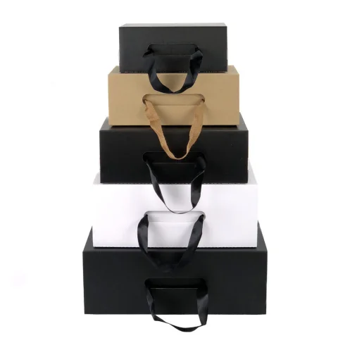 Custom Printed Foldable Shoe Box with Ribbon Handle