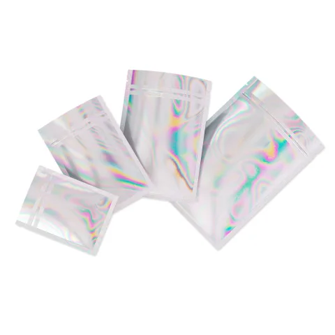 Custom Double-Sided Diamond Holographic Flat Zipper Bag
