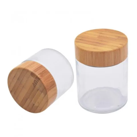 Child-Resistant Glass Storage Jar with Bamboo Lid