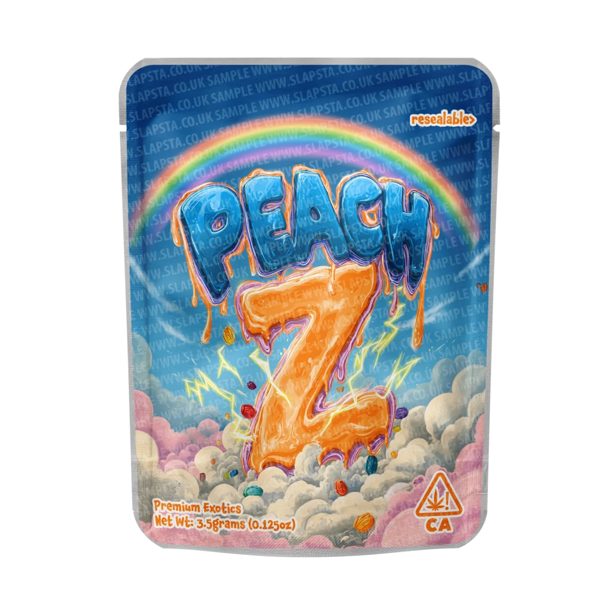 Peach Z Mylar Pouches Pre-Labeled Peach Z Mylar Pouches Pre-Labeled