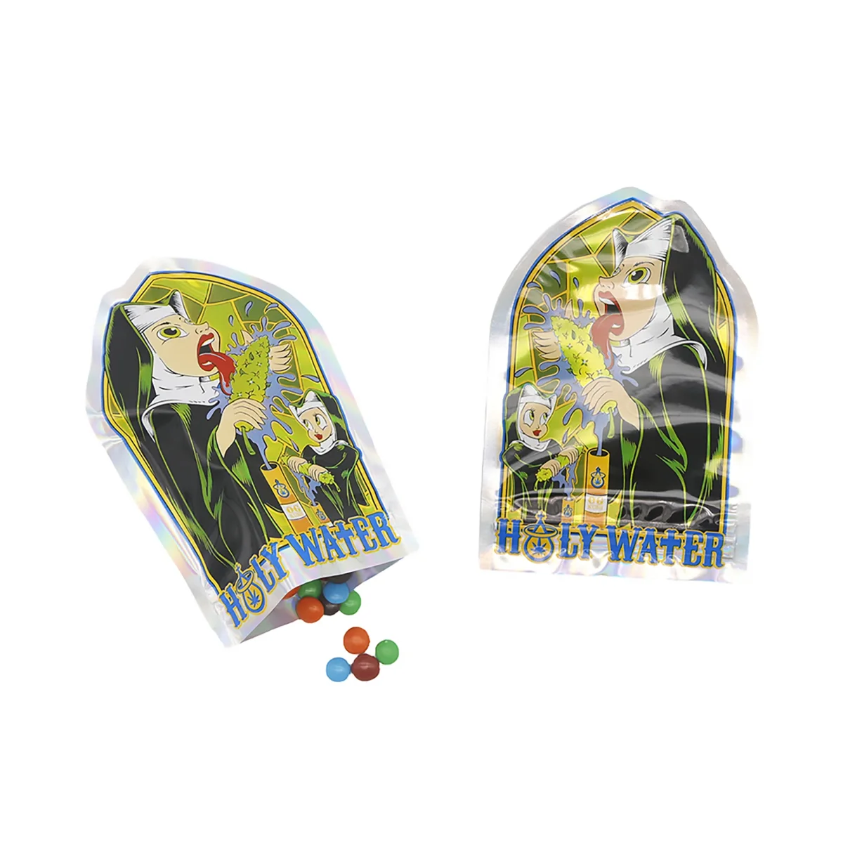 Holy Water Holographic Die-Cut Flat Zipper Packaging Bag Holy Water Holographic Die-Cut Flat Zipper Packaging Bag