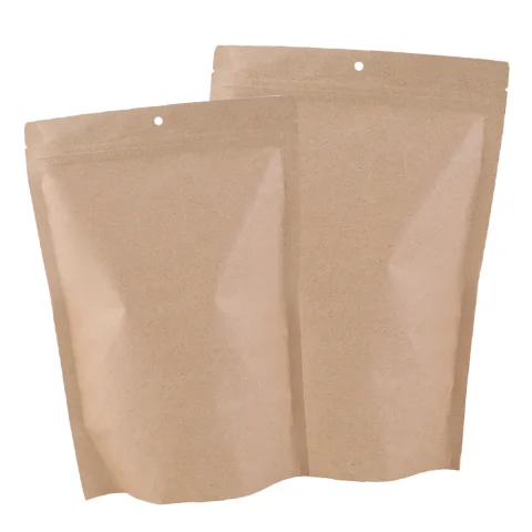 Brown Kraft Stand-Up Bag with Metallic Foil Lining