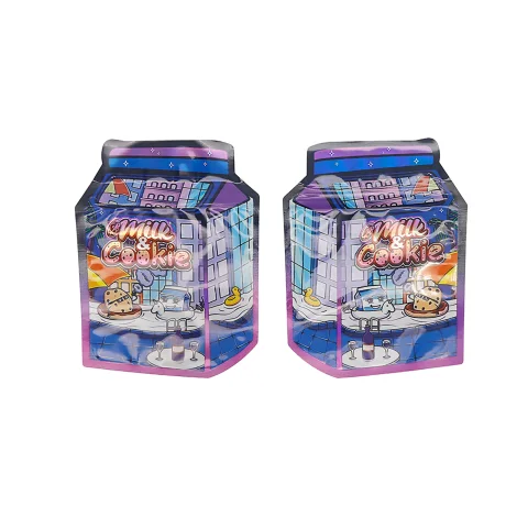 Milk Carton Holographic Die-Cut Flat Zipper Mylar Bag