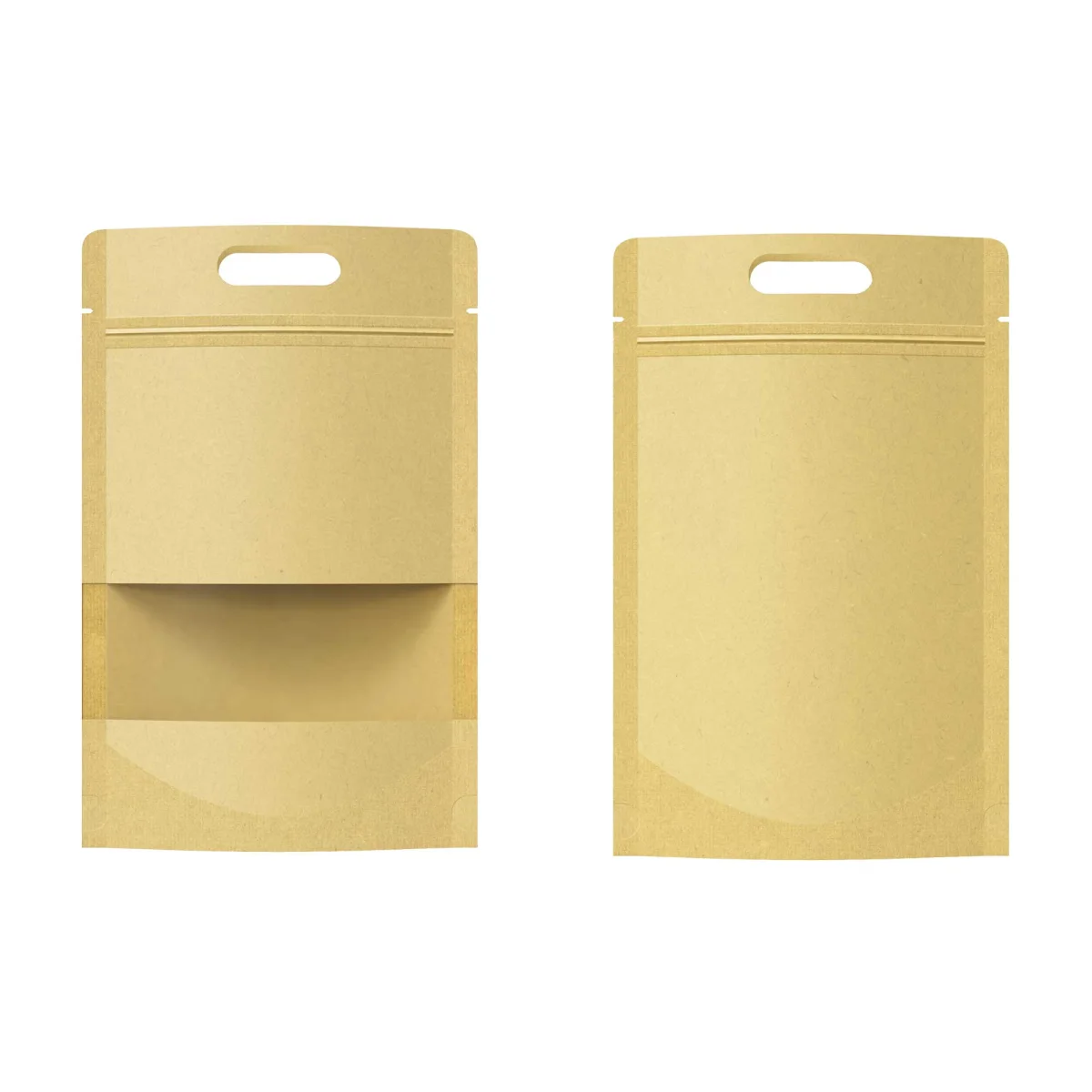Brown Kraft Stand-Up Zipper Bag with Translucent Window Brown Kraft Stand-Up Zipper Bag with Translucent Window