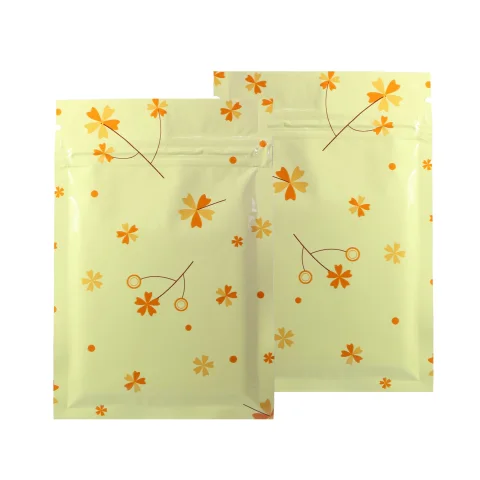 Glossy Autumn Leaf and Yellow Flower Foil Flat Bag