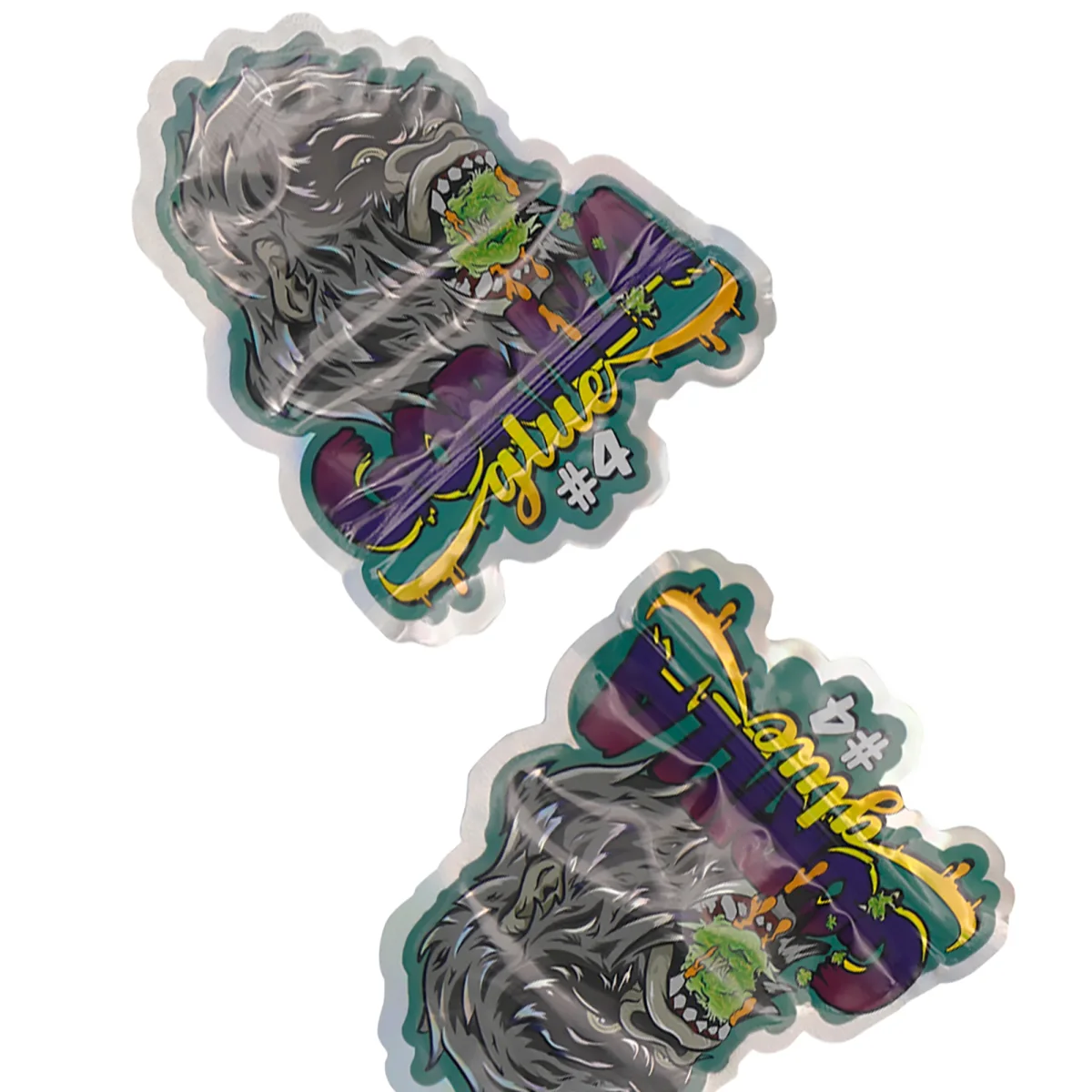 Gorilla Holographic Die-Cut Flat Zipper Mylar Bag Gorilla Holographic Die-Cut Flat Zipper Mylar Bag