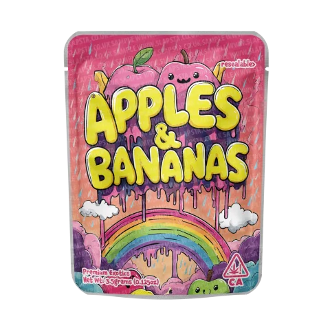 Apples And Bananas Mylar Pouches Pre-Labeled