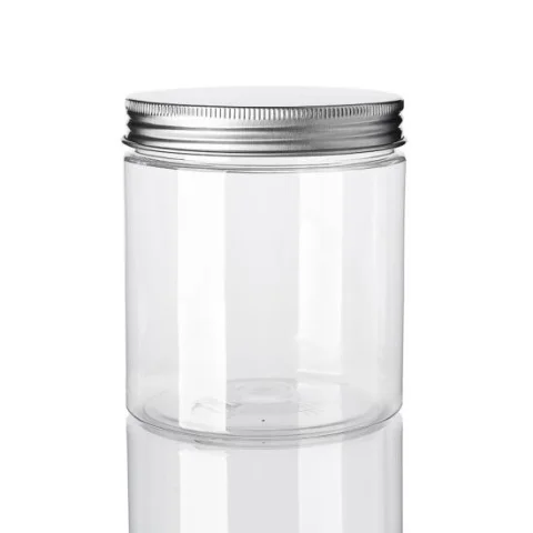 Clear Round Wide-Mouth PET Storage Jar with Lid