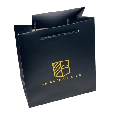 Black Art Paper Shopping Bag with Ribbon Handles