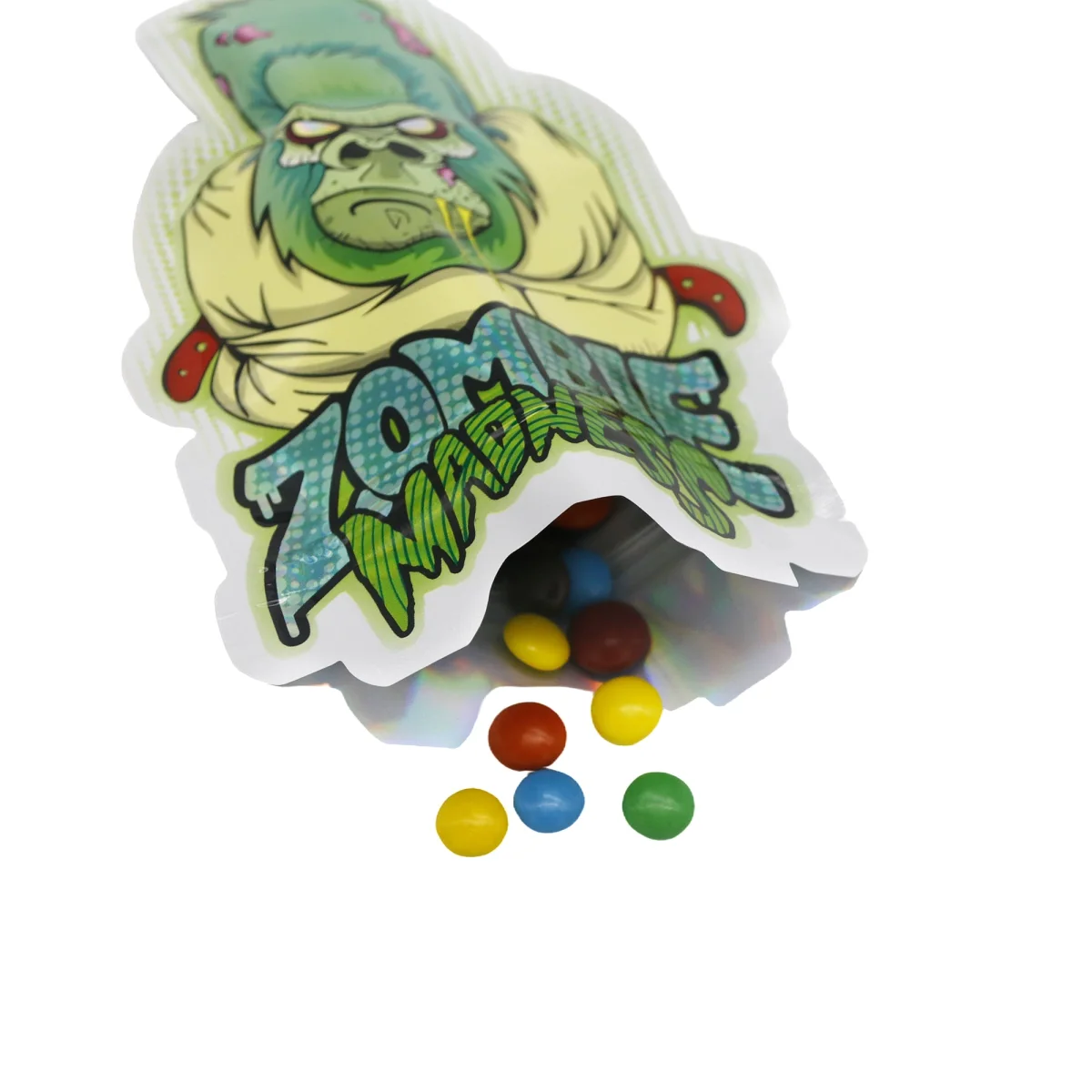 Gorilla Zombie Holographic Bottom-Seal Mylar Zipper Bag Gorilla Zombie Holographic Bottom-Seal Mylar Zipper Bag